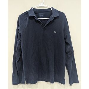 Okane Navy Blue Long Sleeve Polo Shirt Size Large